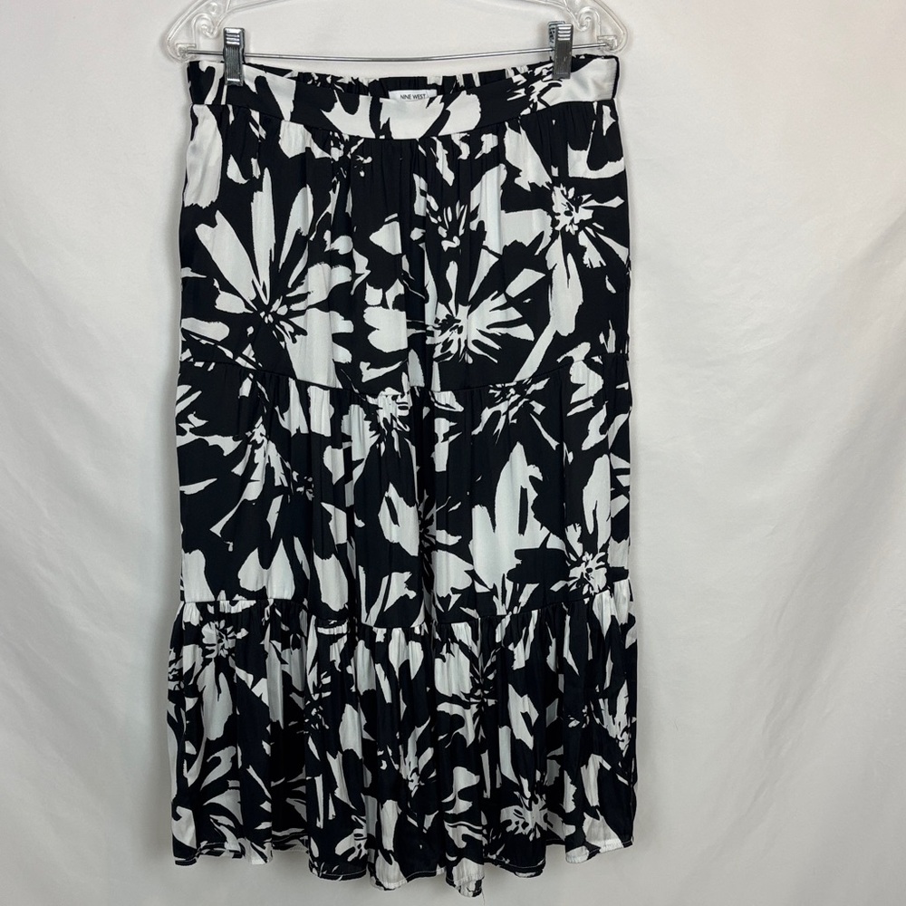 Nine West Black and White Floral Maxi Skirt